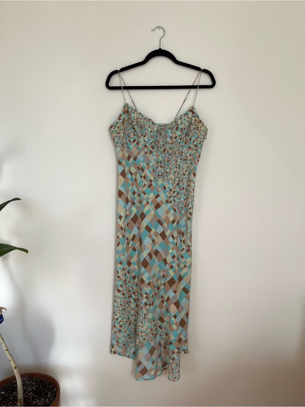 VTG Express midi sleeveless dress 10/12. turquoise brown